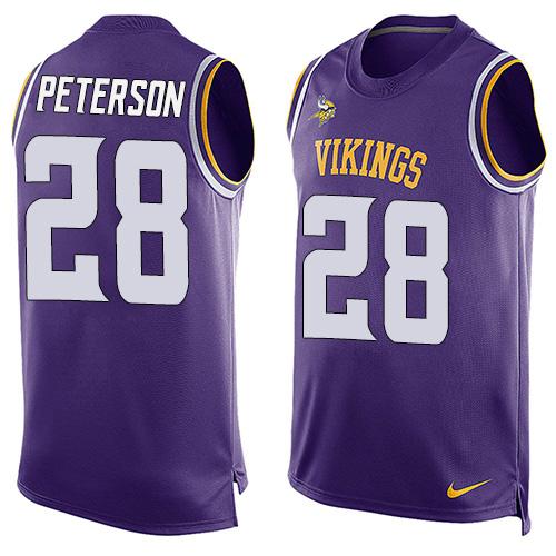 Nike Vikings #28 Adrian Peterson Purple Team Color Men's Stitched NFL Limited Tank Top Jersey - Click Image to Close